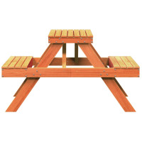 Miniatyr av produktbild för Picknickbord vaxad brun 105x134x75 cm massivt trä