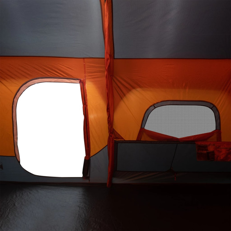Produktbild för Campingtält 9 personer grå orange vattentätt