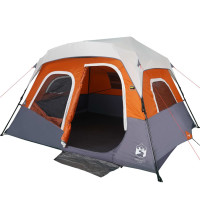 Miniatyr av produktbild för Campingtält med LEDs 6 personer ljusgrå och orange