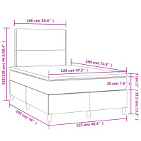 Produktbild för Ramsäng med madrass & LED svart 120x190 cm konstläder