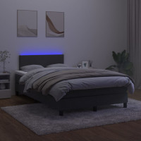 Miniatyr av produktbild för Ramsäng med madrass & LED svart 120x190 cm sammet