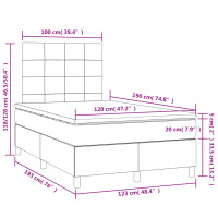 Miniatyr av produktbild för Ramsäng med madrass & LED mörkgrå 120x190 cm tyg