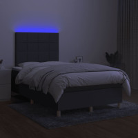 Miniatyr av produktbild för Ramsäng med madrass & LED mörkgrå 120x190 cm tyg