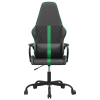 Produktbild för Gamingstol med massage grön och svart konstläder