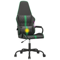 Produktbild för Gamingstol med massage grön och svart konstläder