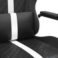 Produktbild för Gamingstol med massage vit och svart konstläder