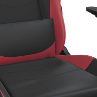Produktbild för Gamingstol med massage svart och vinröd konstläder