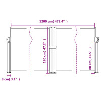 Produktbild för Infällbar sidomarkis antracit 120x1200 cm