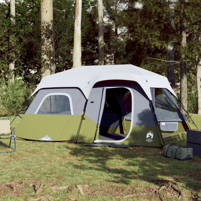 Produktbild för Campingtält med LEDs 9 personer ljusgrön