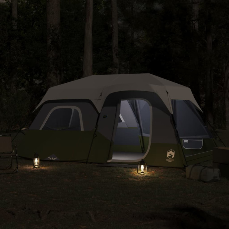 Produktbild för Campingtält med LEDs 9 personer ljusgrön