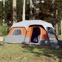 Miniatyr av produktbild för Campingtält med LEDs 9 personer ljusgrå och orange