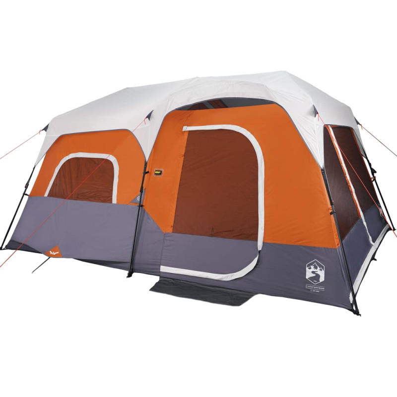 Produktbild för Campingtält med LEDs 9 personer ljusgrå och orange