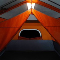 Miniatyr av produktbild för Campingtält med LEDs 9 personer ljusgrå och orange