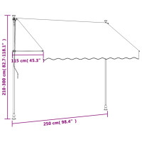 Produktbild för Markis infällbar gräddvit 250x150 cm tyg och stål