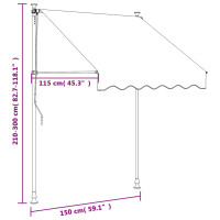 Produktbild för Markis infällbar gräddvit 150x150 cm tyg och stål