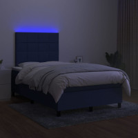 Miniatyr av produktbild för Ramsäng med madrass & LED blå 120x190 cm tyg