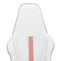 Produktbild för Gamingstol med massage rosa och vit konstläder