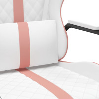Produktbild för Gamingstol med massage rosa och vit konstläder