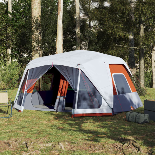 vidaXL Campingtält med LEDs 10 personer ljusgrå och orange