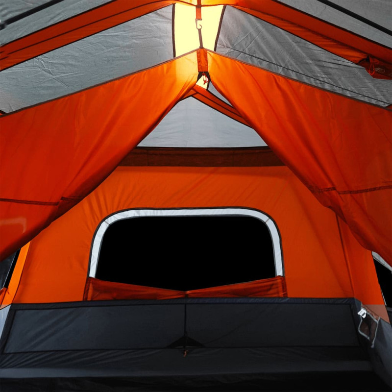 Produktbild för Campingtält med LEDs 10 personer ljusgrå och orange