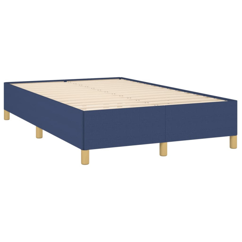 Produktbild för Ramsäng med madrass & LED blå 120x190 cm tyg