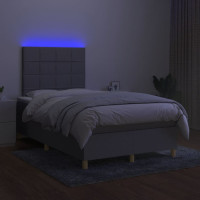 Miniatyr av produktbild för Ramsäng med madrass & LED ljusgrå 120x190 cm tyg