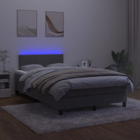 Miniatyr av produktbild för Ramsäng med madrass & LED mörkgrå 120x190 cm sammet