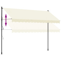 Produktbild för Markis infällbar gräddvit 350x150 cm tyg och stål