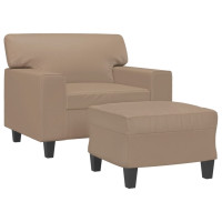 Produktbild för Fåtölj med fotpall Cappuccino 60 cm konstläder
