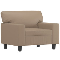 Produktbild för Fåtölj med fotpall Cappuccino 60 cm konstläder
