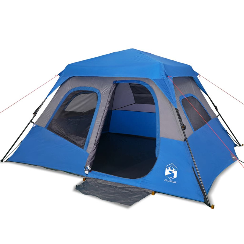 Produktbild för Campingtält 6 personer blå vattentätt