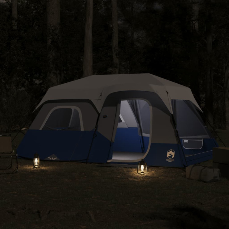 Produktbild för Campingtält med LEDs 9 personer ljusblå
