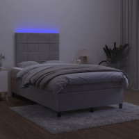 Miniatyr av produktbild för Ramsäng med madrass & LED ljusgrå 120x190 cm sammet