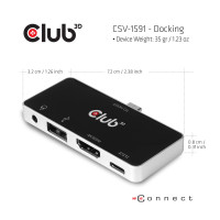 Produktbild för Club 3D USB Type C 4-in-1 Hub - dockningsstation - USB-C - HDMI