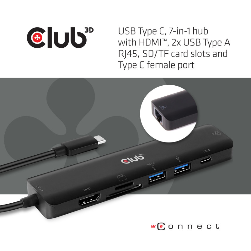 Produktbild för CLUB3D CSV-1592 dockningsstationer för bärbara datorer Dockning USB 3.2 Gen 1 (3.1 Gen 1) Type-C Svart