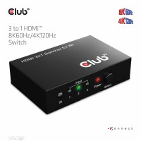 Produktbild för Club 3D CSV-1381 - video-/ljudomkopplare - 3-till-1, 8K 60 Hz/4K 120 Hz - 4 portar