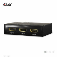 Produktbild för Club 3D CSV-1381 - video-/ljudomkopplare - 3-till-1, 8K 60 Hz/4K 120 Hz - 4 portar