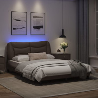 Produktbild för Sängram med LED-belysning grå 140x190 cm konstläder