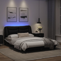 Produktbild för Sängram med LED-belysning svart och vit 140x200 cm konstläder