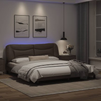 Produktbild för Sängram med LED-belysning grå 180x200 cm konstläder