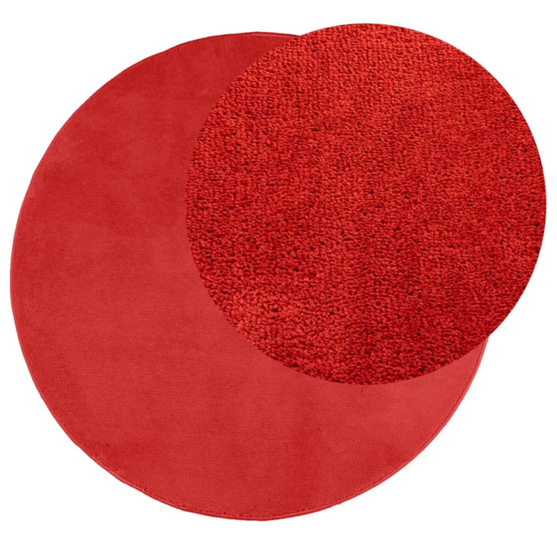 Produktbild för Matta OVIEDO kort lugg röd Ø 120 cm