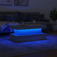 Produktbild för Soffbord med LED grå sonoma 90x50x40 cm