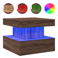 Produktbild för Soffbord med LED brun ek 50x50x40 cm