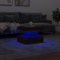 Produktbild för Soffbord med LED brun ek 50x50x40 cm