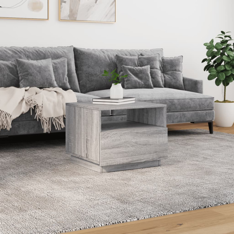 Produktbild för Soffbord med LED grå sonoma 50x49x40 cm
