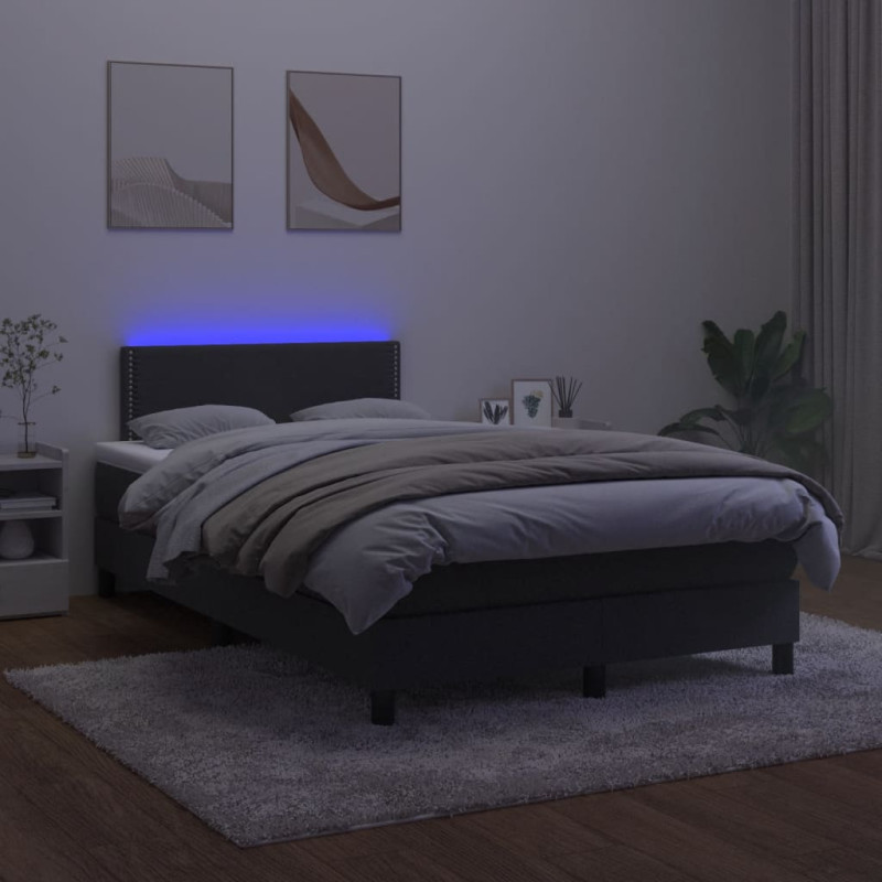 Produktbild för Ramsäng med madrass & LED svart 120x190 cm sammet