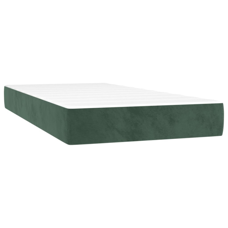 Produktbild för Ramsäng med madrass & LED mörkgrön 120x190 cm sammet