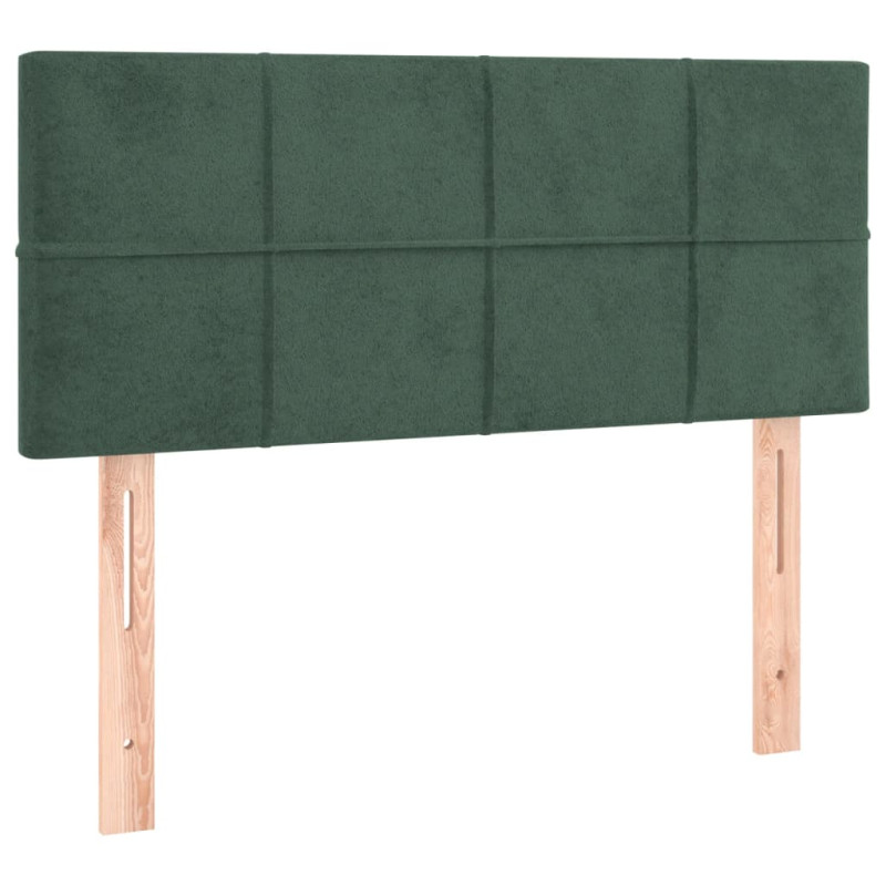Produktbild för Ramsäng med madrass & LED mörkgrön 120x190 cm sammet