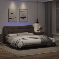 Produktbild för Sängram med LED-belysning brun 180x200 cm konstläder