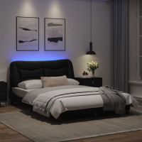 Produktbild för Sängram med LED-belysning svart 140x190 cm konstläder